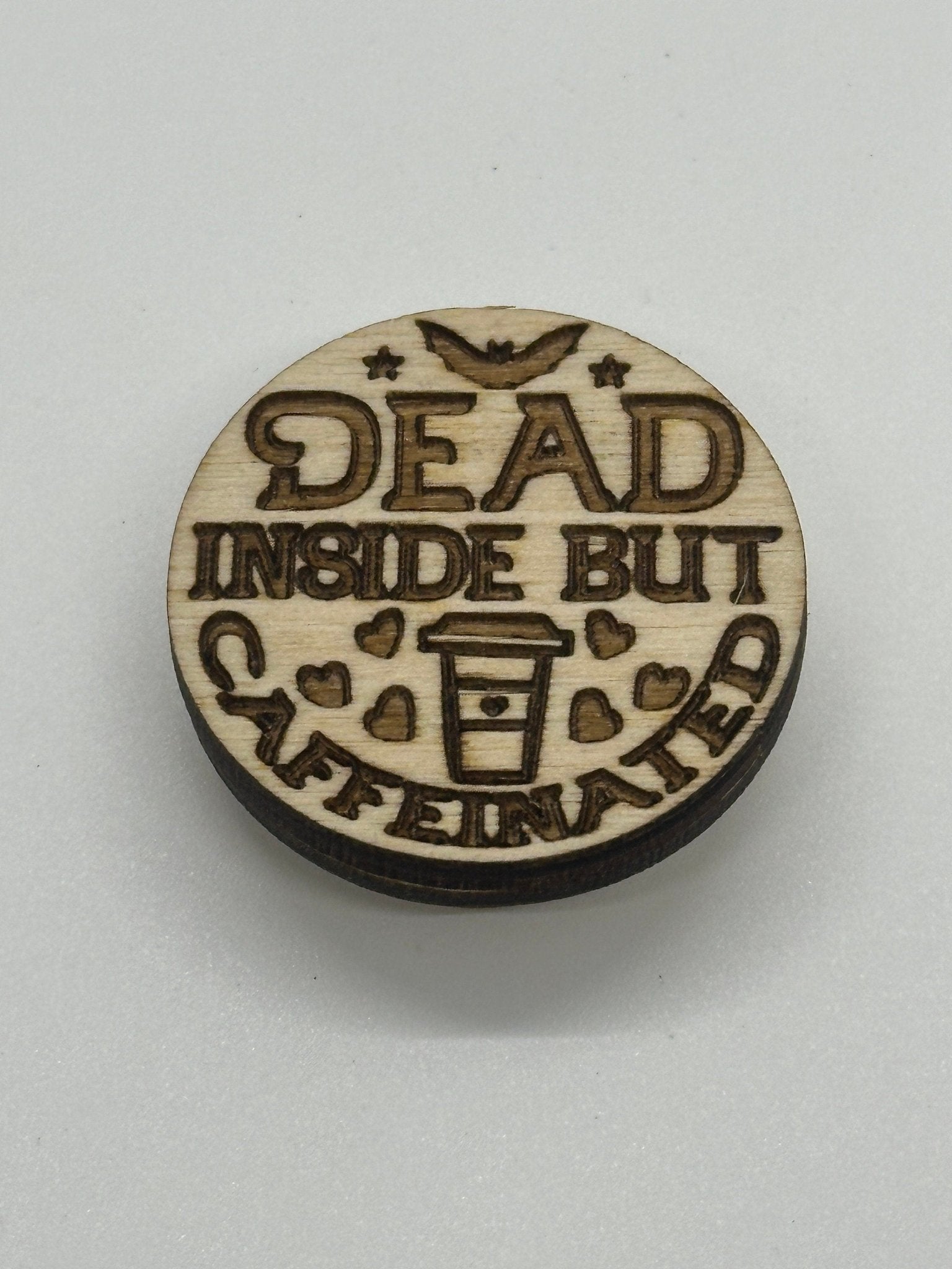 Dead Inside But Caffeinated Needle Minder - Embroidery | Cross Stitch | Needlepoint | Sewing - Obscurious Creations