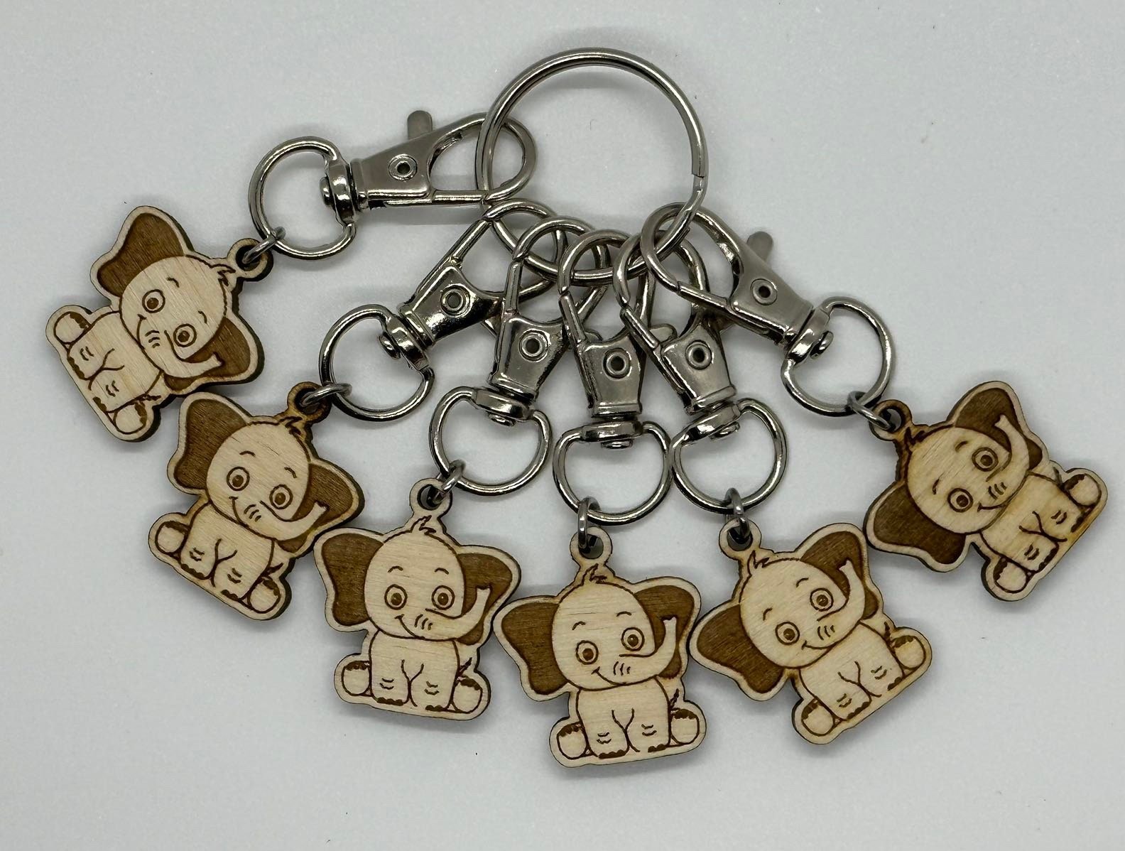 Elephant Stitch Marker Set for Knitting and Crochet, Place Keepers, Charm Bracelet, Keychain - Obscurious Creations