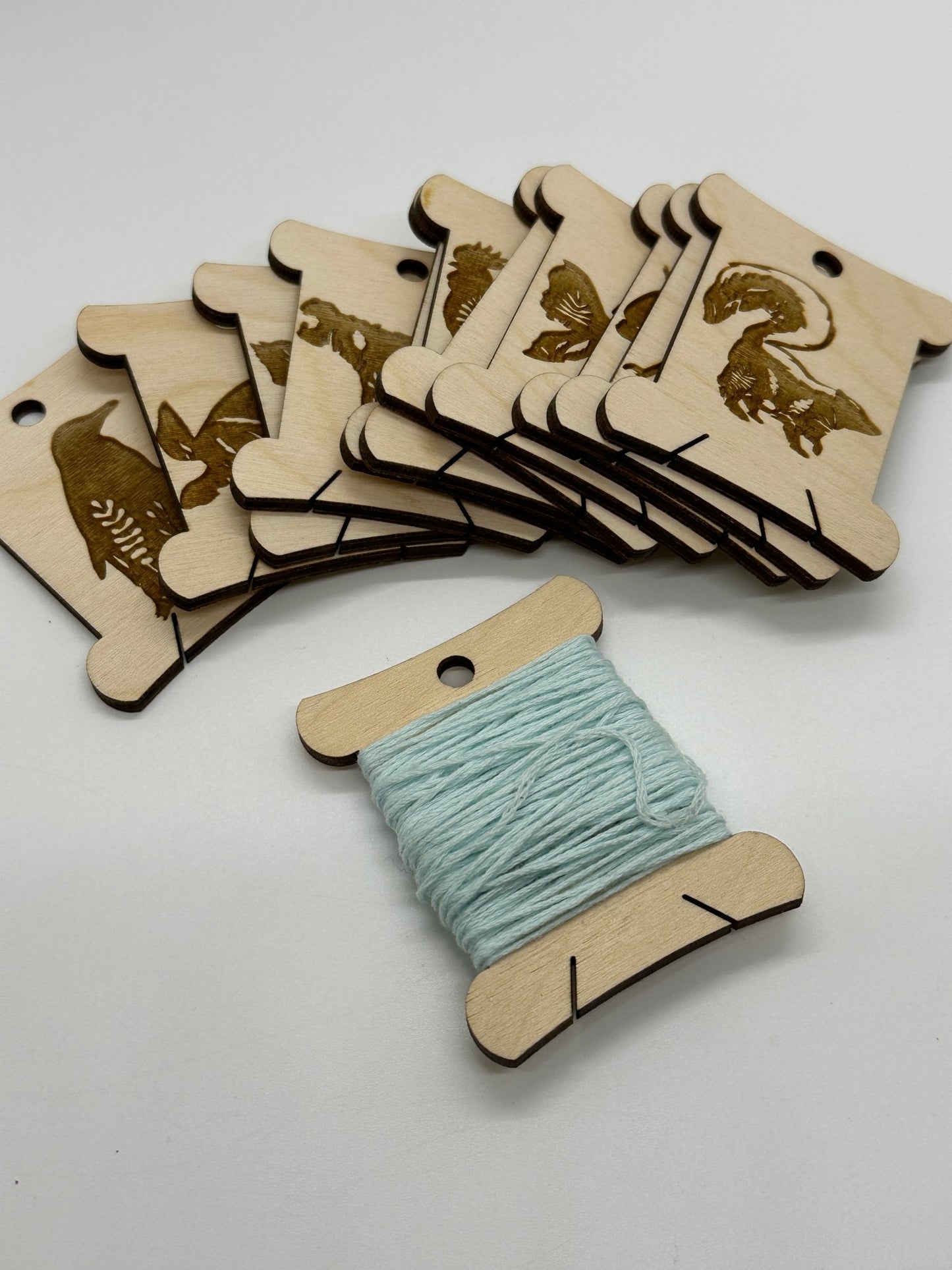 Floral Animal Silhouette Wooden Bobbins - Obscurious Creations