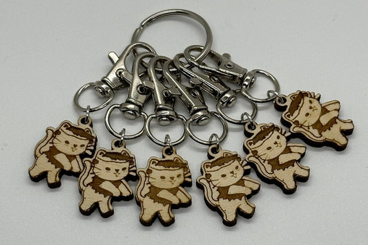 Frankenkitty Stitch Marker Set for Knitting and Crochet, Place Keepers, Charm Bracelet, Keychain - Obscurious Creations