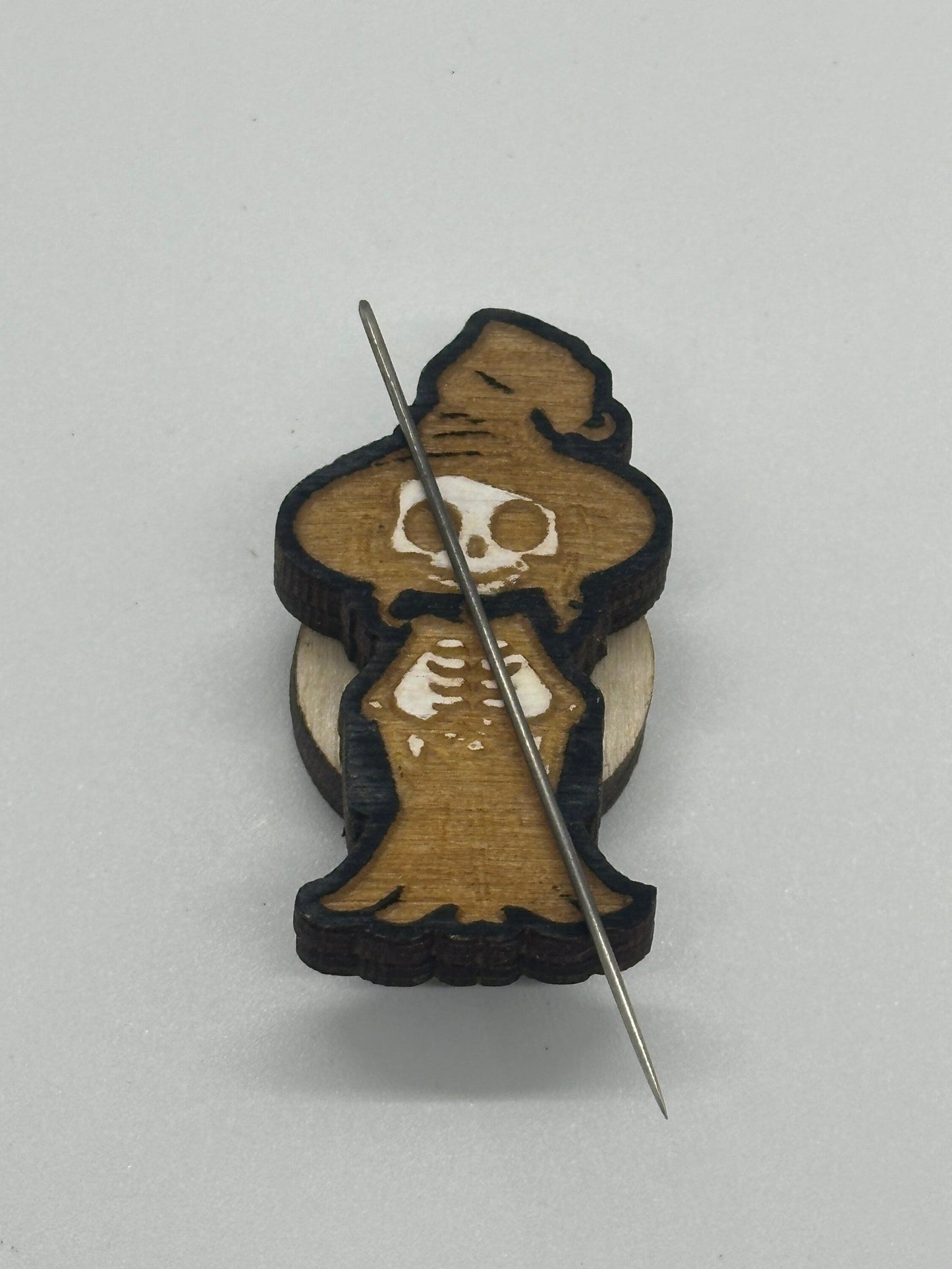 Skeleton Girl Needle Minder - Embroidery | Cross Stitch | Needlepoint | Sewing - Obscurious Creations