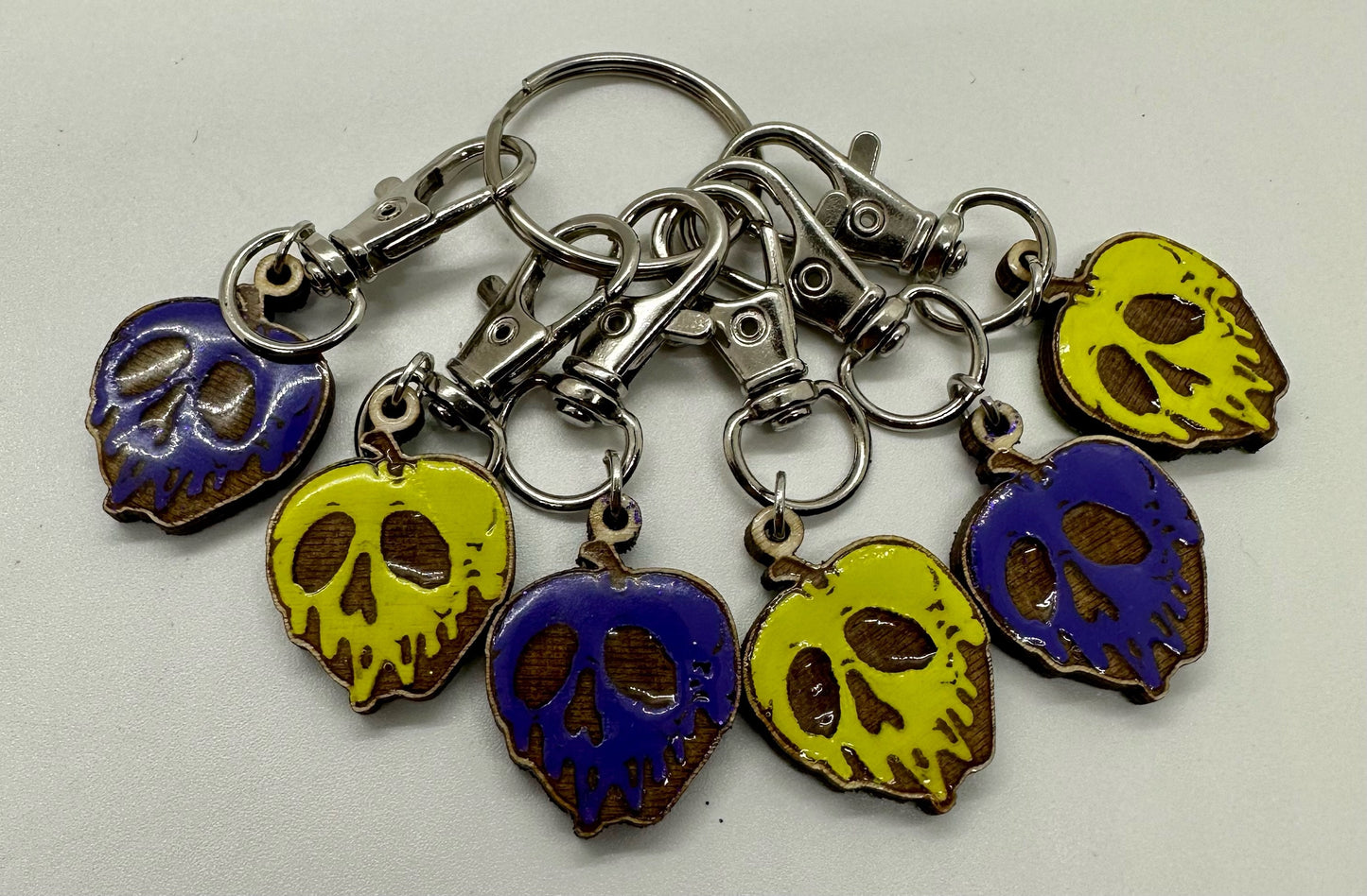 Spooky Apple Stitch Marker Set for Knitting and Crochet, Place Keepers, Charm Bracelet, Keychain